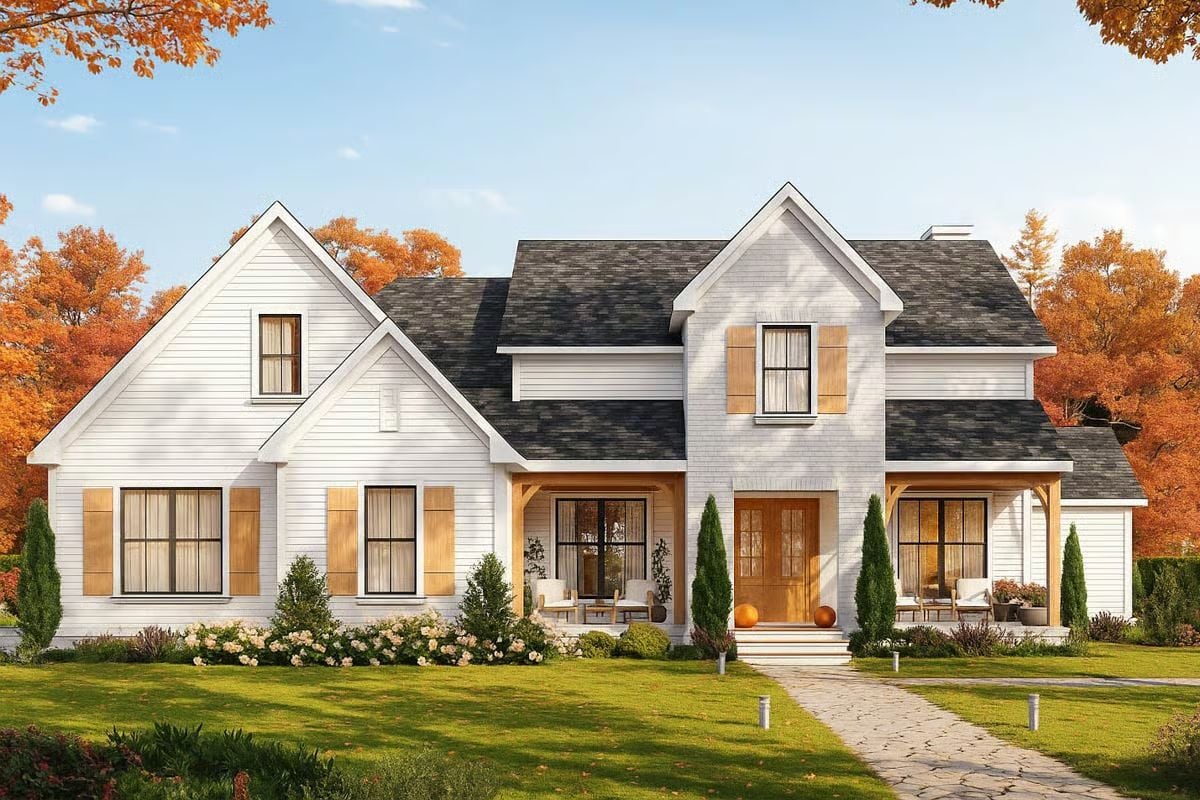 New American-Style 4-Bedroom with Open Living Space and Bonus Room (Floor Plan)