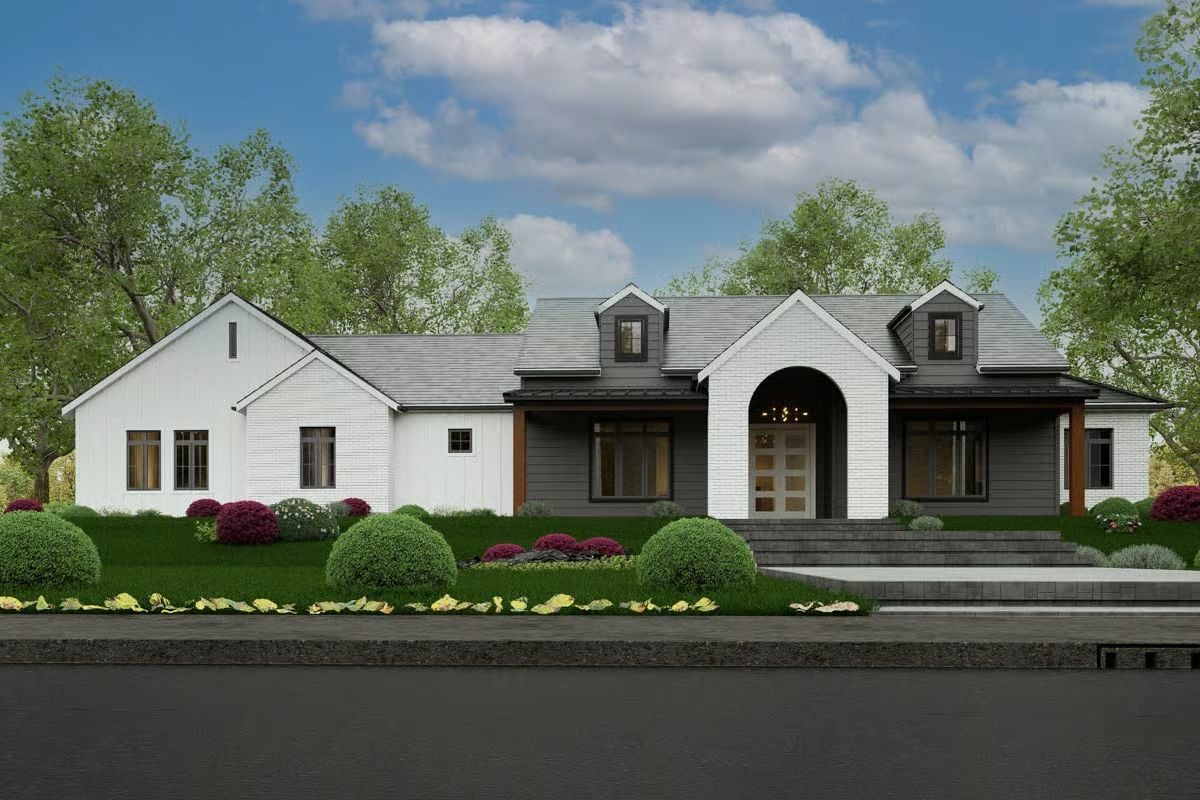 4-Bedroom Modern Farmhouse with Front Porch and Covered Patio (Floor Plan)