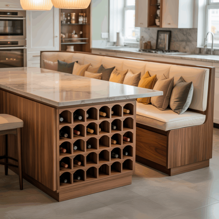 18 Built-In Banquette Kitchen Islands That Replace Traditional Dining ...