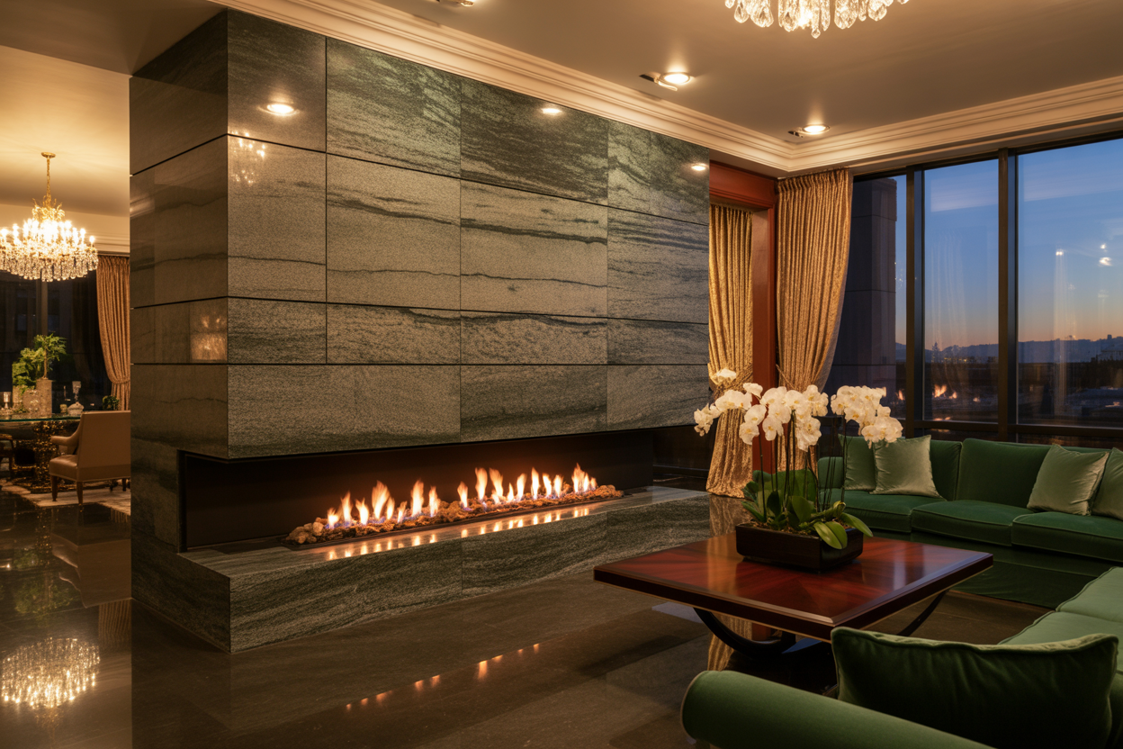 19 Living Rooms with Statement Stone Fireplaces as the Focal Point