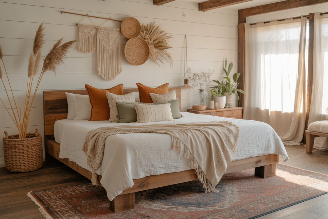 16 Effortlessly Beautiful Boho Farmhouse Bedrooms Everyone Wants