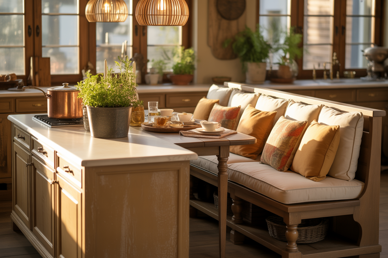 14 Cozy Kitchen Island Banquettes That Create Casual Dining Zones