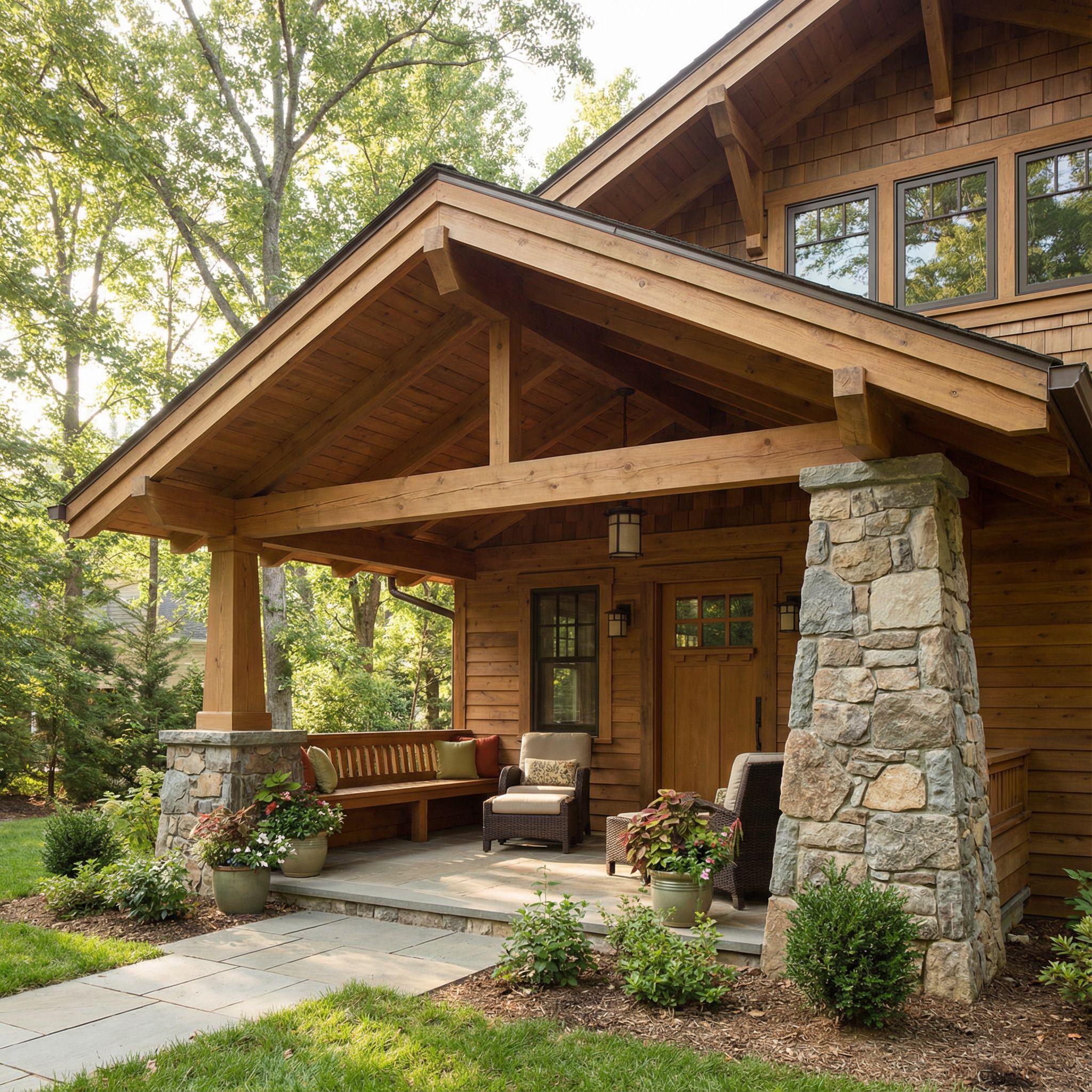 Asymmetrical Covered Front Porch with Character