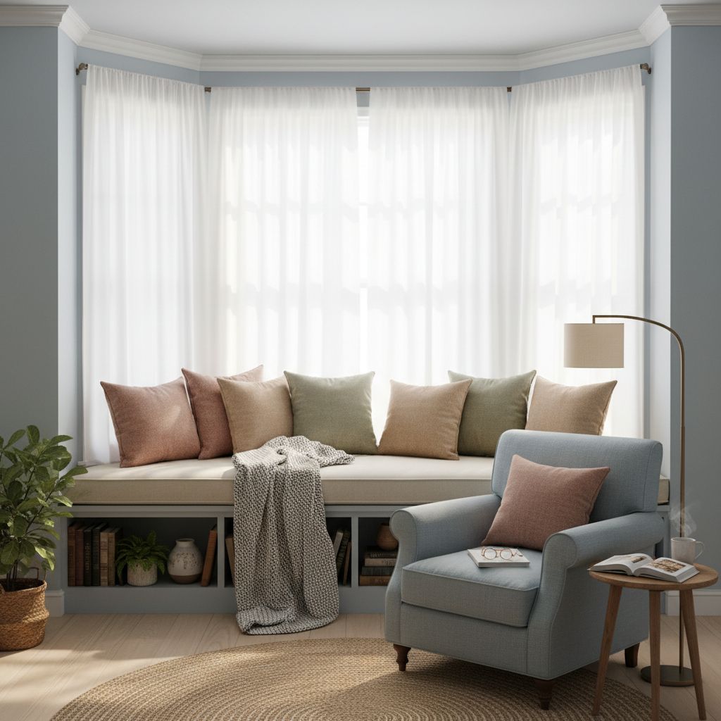 Bay Window Cozy Primary Bedroom Reading Nook