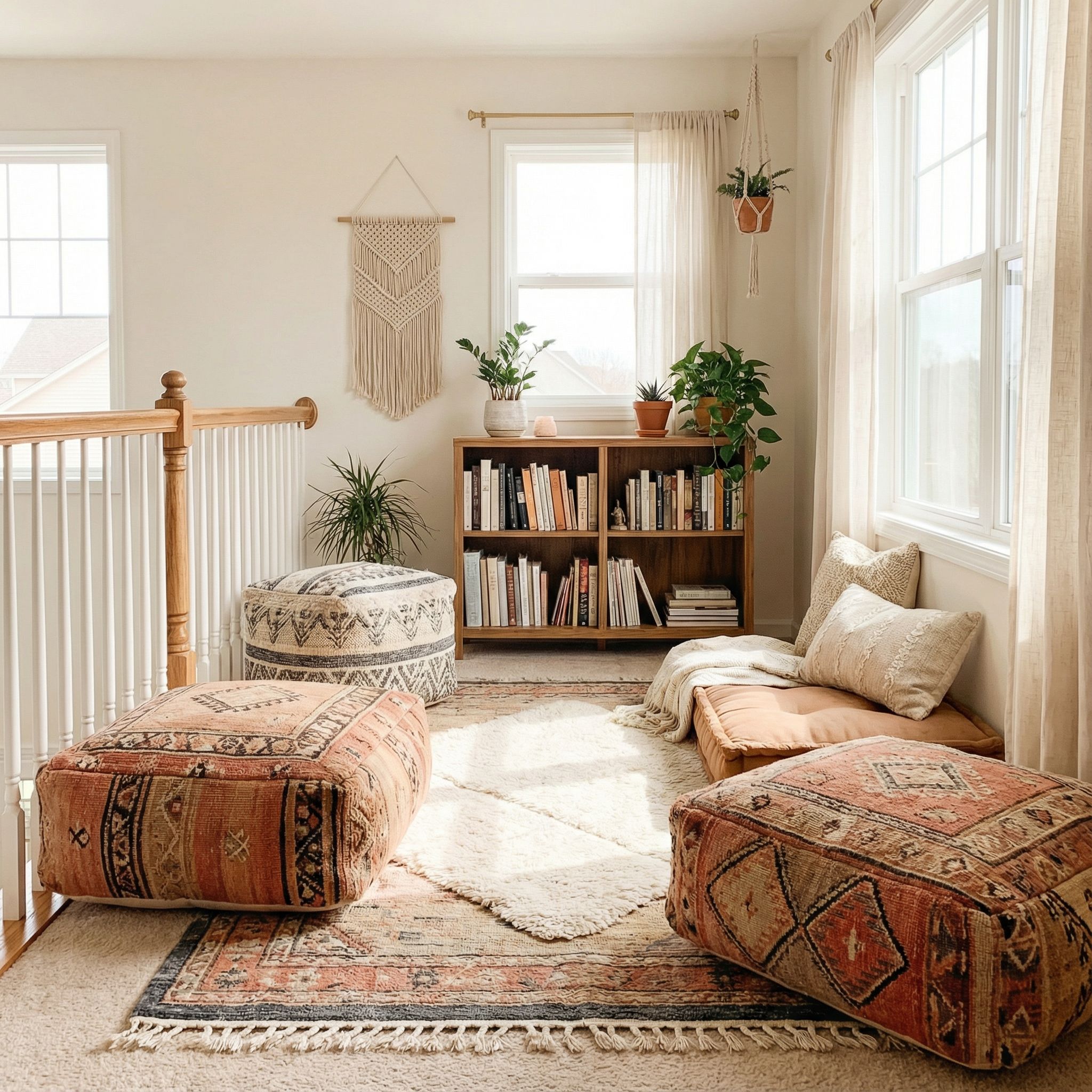 Bohemian Landing Reading Area with Poufs