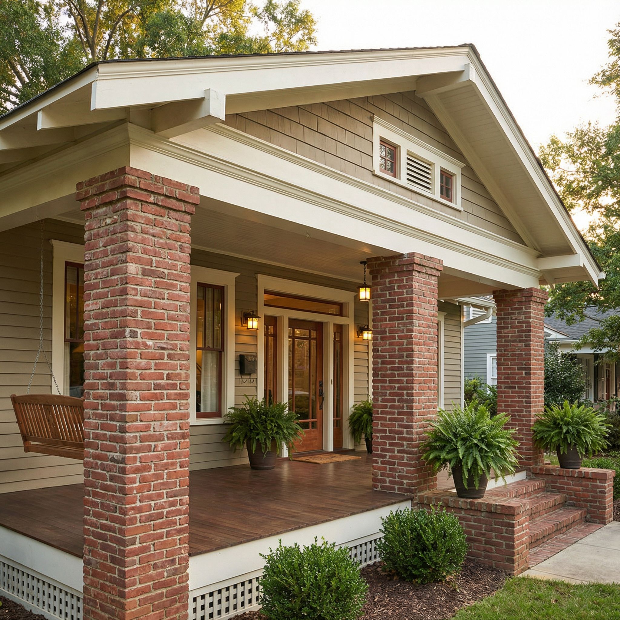 Brick Column Covered Front Porch Classic