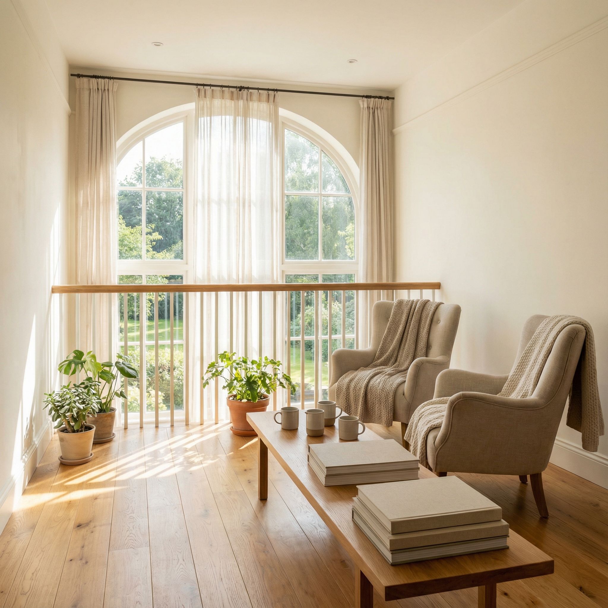 Bright Landing Reading Area with Natural Light