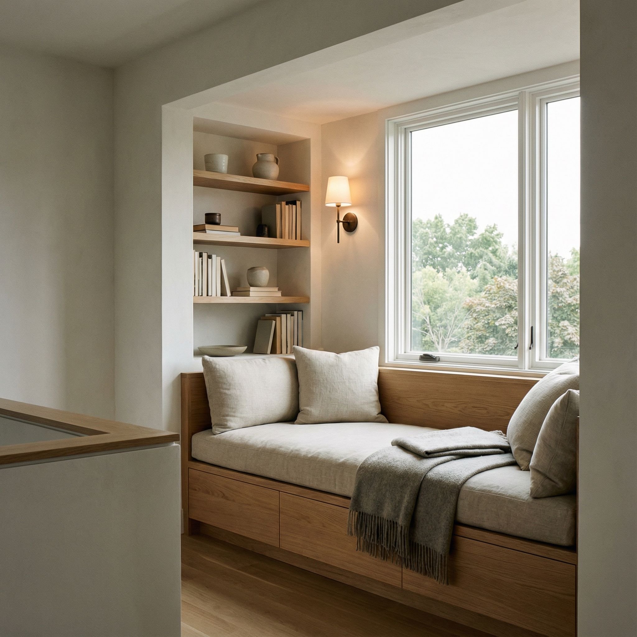 Built-In Bench Upper Landing Reading Nook