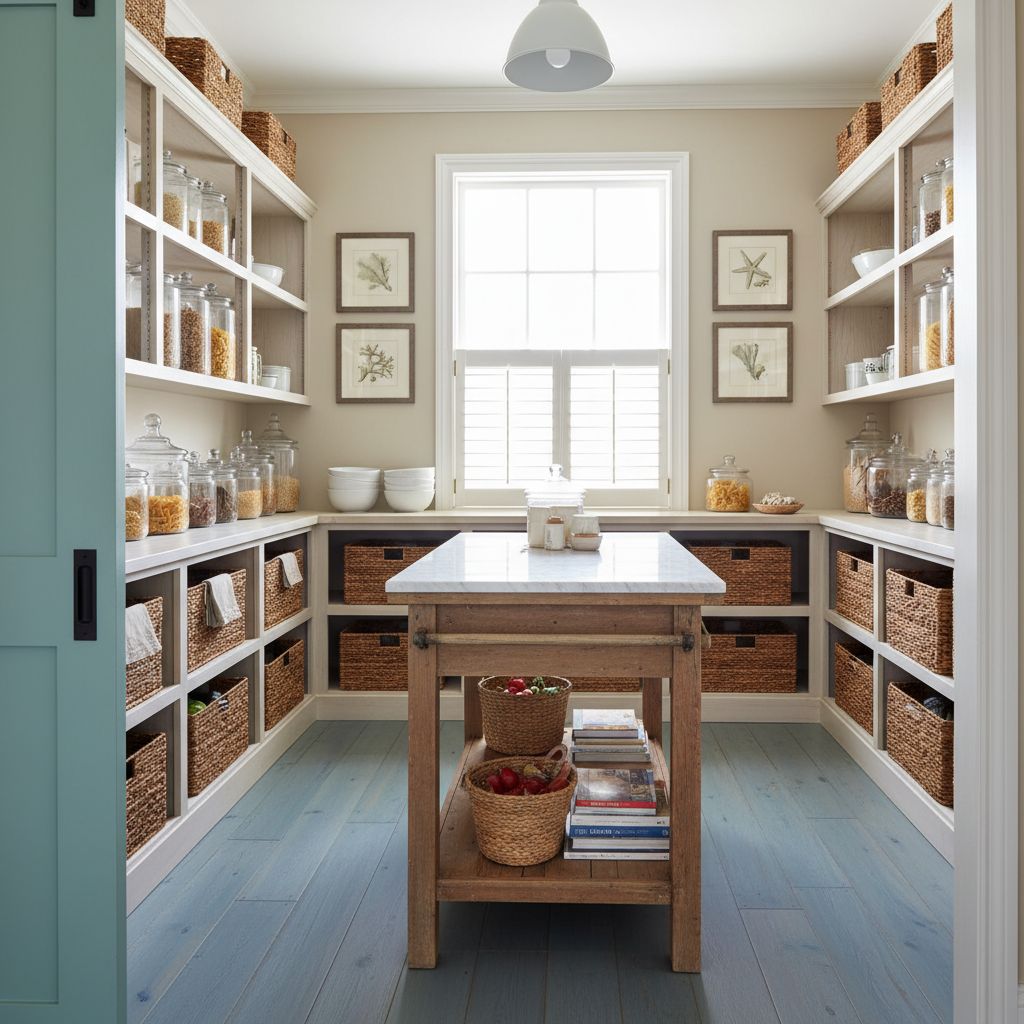 Coastal Walk-in Kitchen Pantry Design