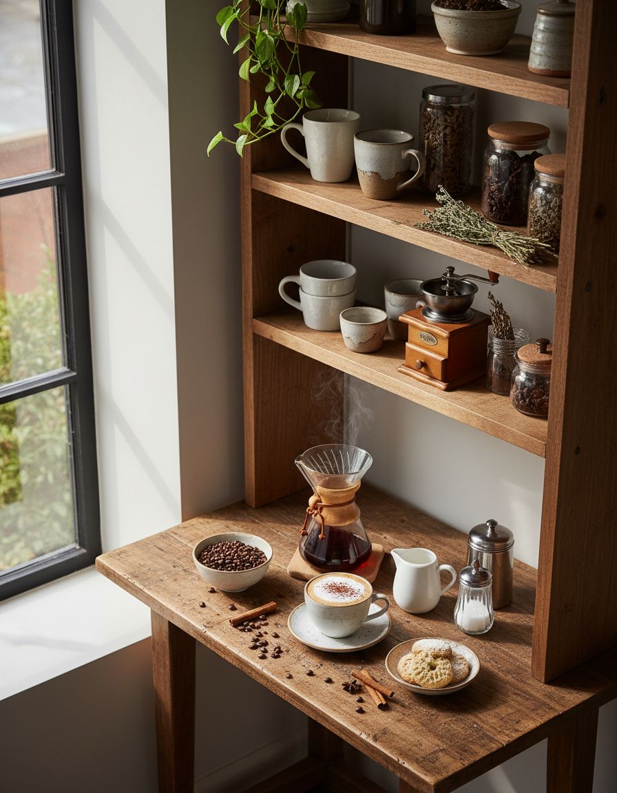 Coffee Station Nook with Built-In Shelving