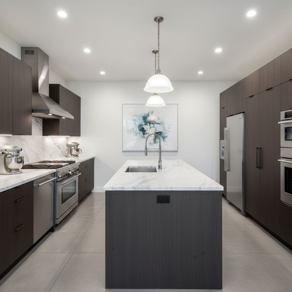Contemporary $100,000 Kitchen Design with Professional Appliances