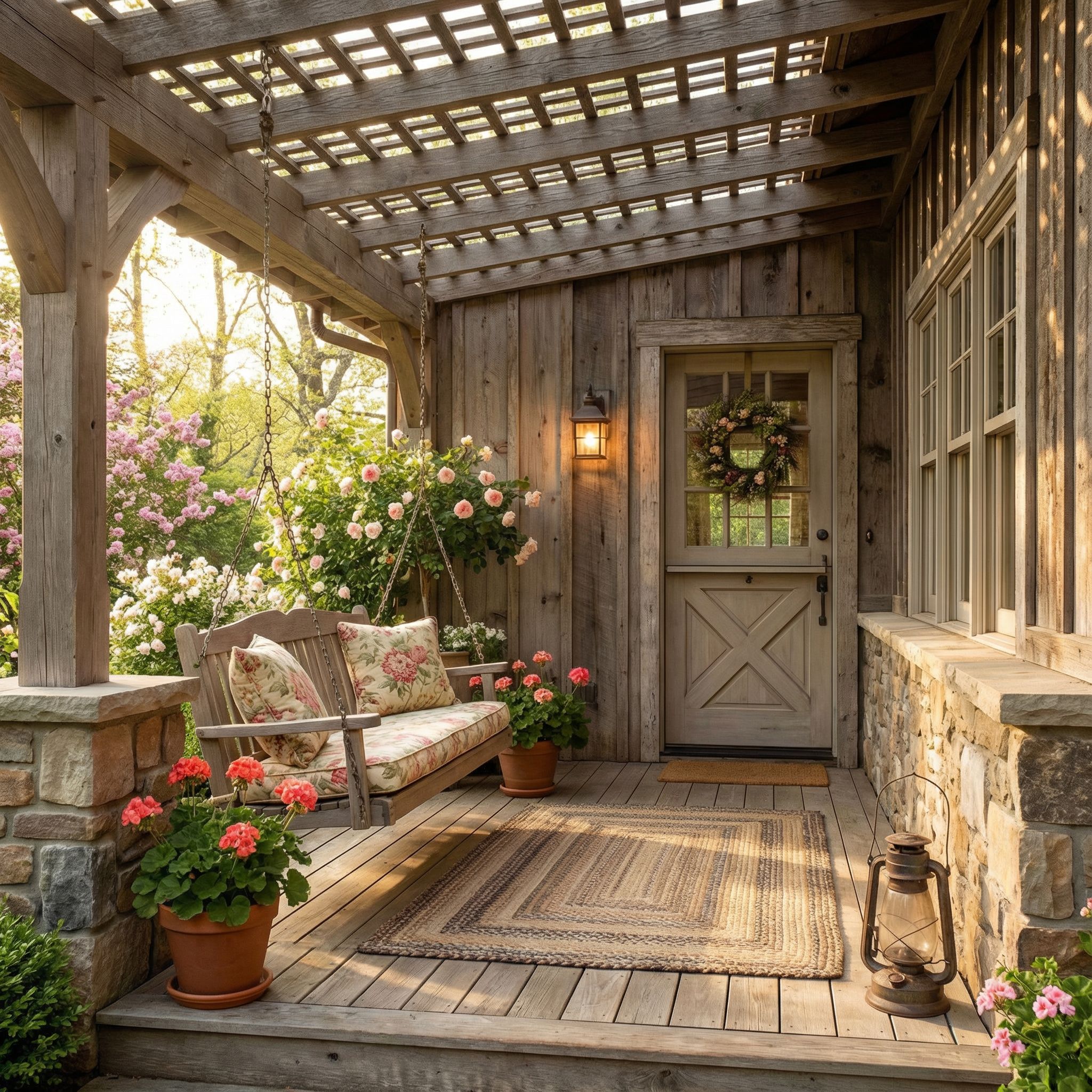 Cottage-Style Covered Front Porch with Charm