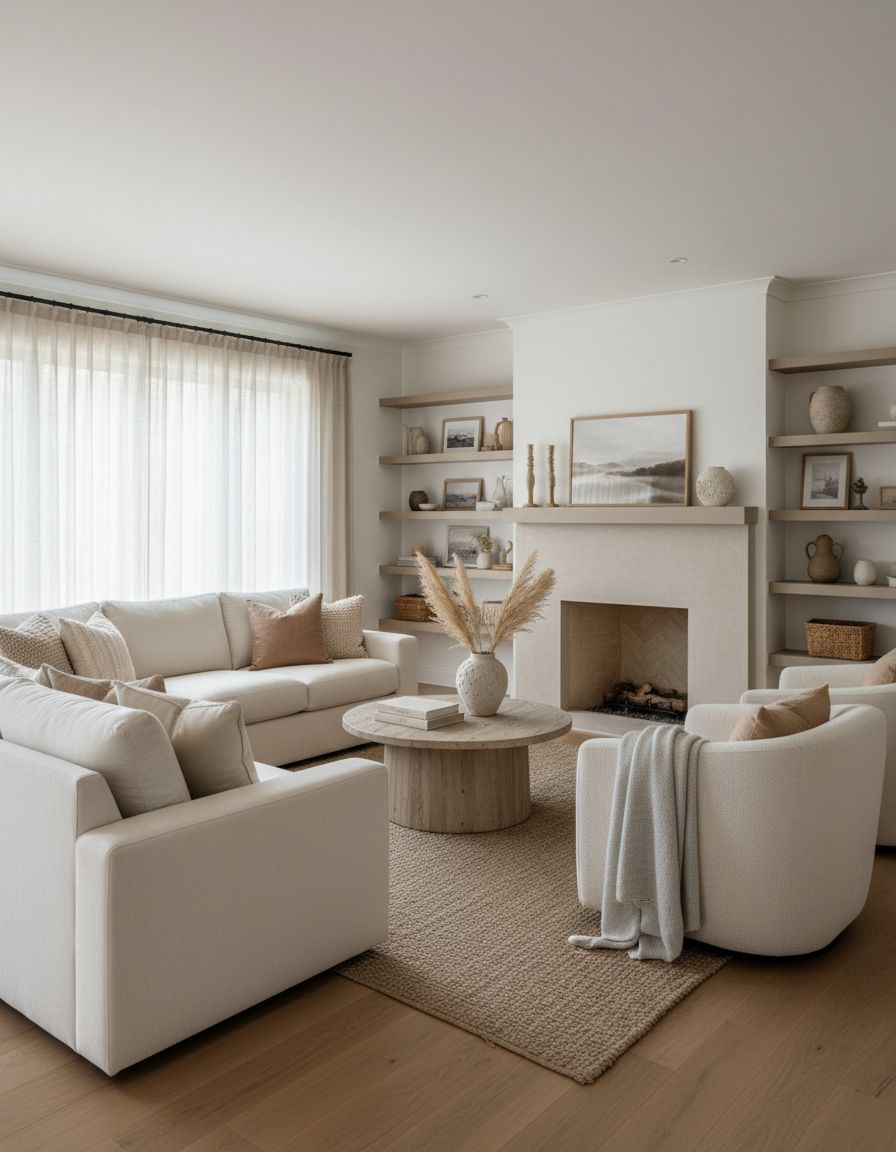 Cozy Living Room Using Soft Neutral Color Palette
