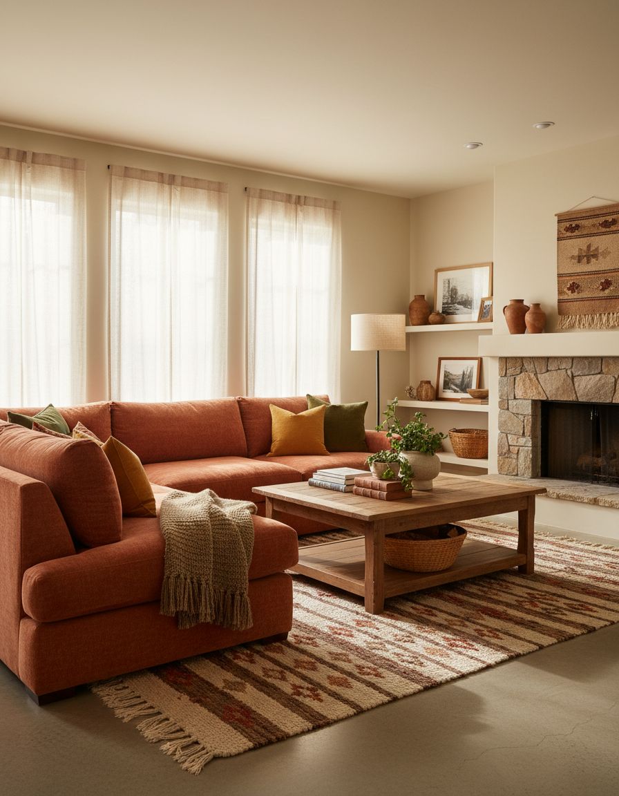 Cozy Living Room with Warm Earth Tone Accents