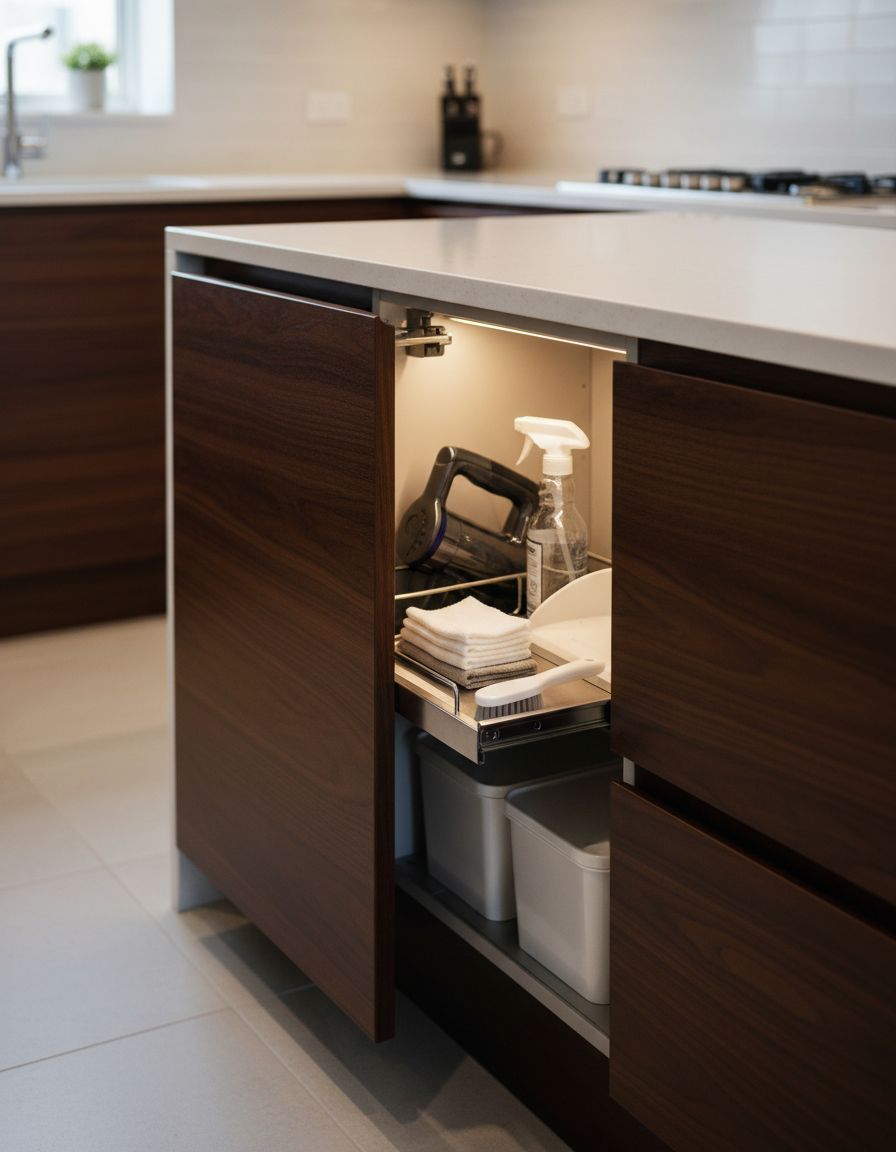 Discreet Cleanup Zone Behind Appliance Garage Panel