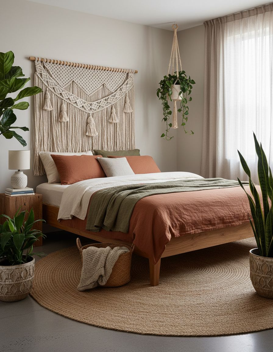Earthy Bedroom Ideas Incorporating Macramé Details