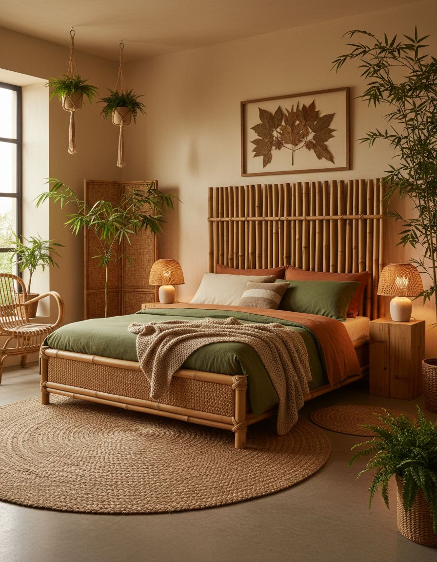 Earthy Bedroom Ideas Using Bamboo Design Elements