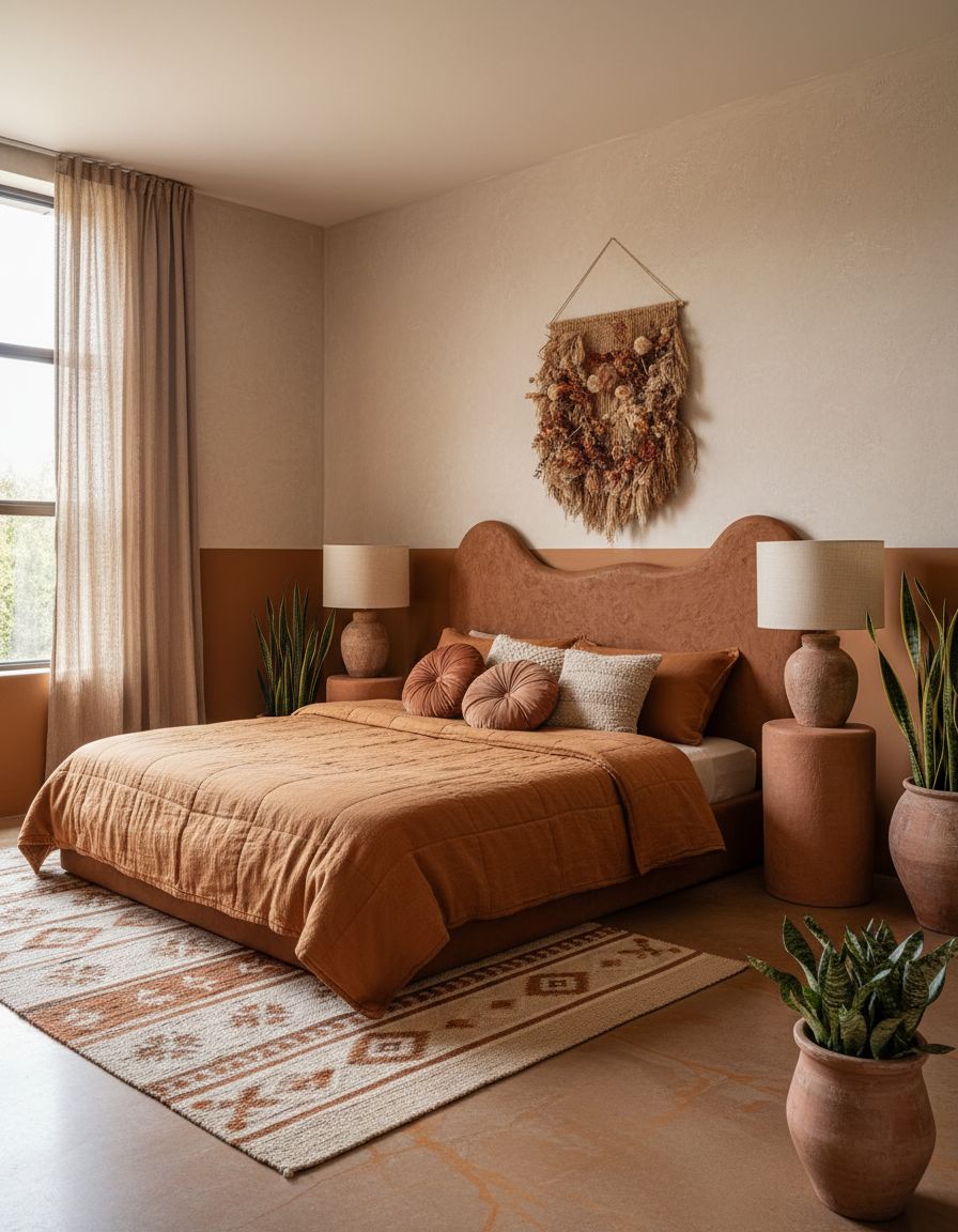 Earthy Bedroom Ideas Using Clay and Ochre Tones