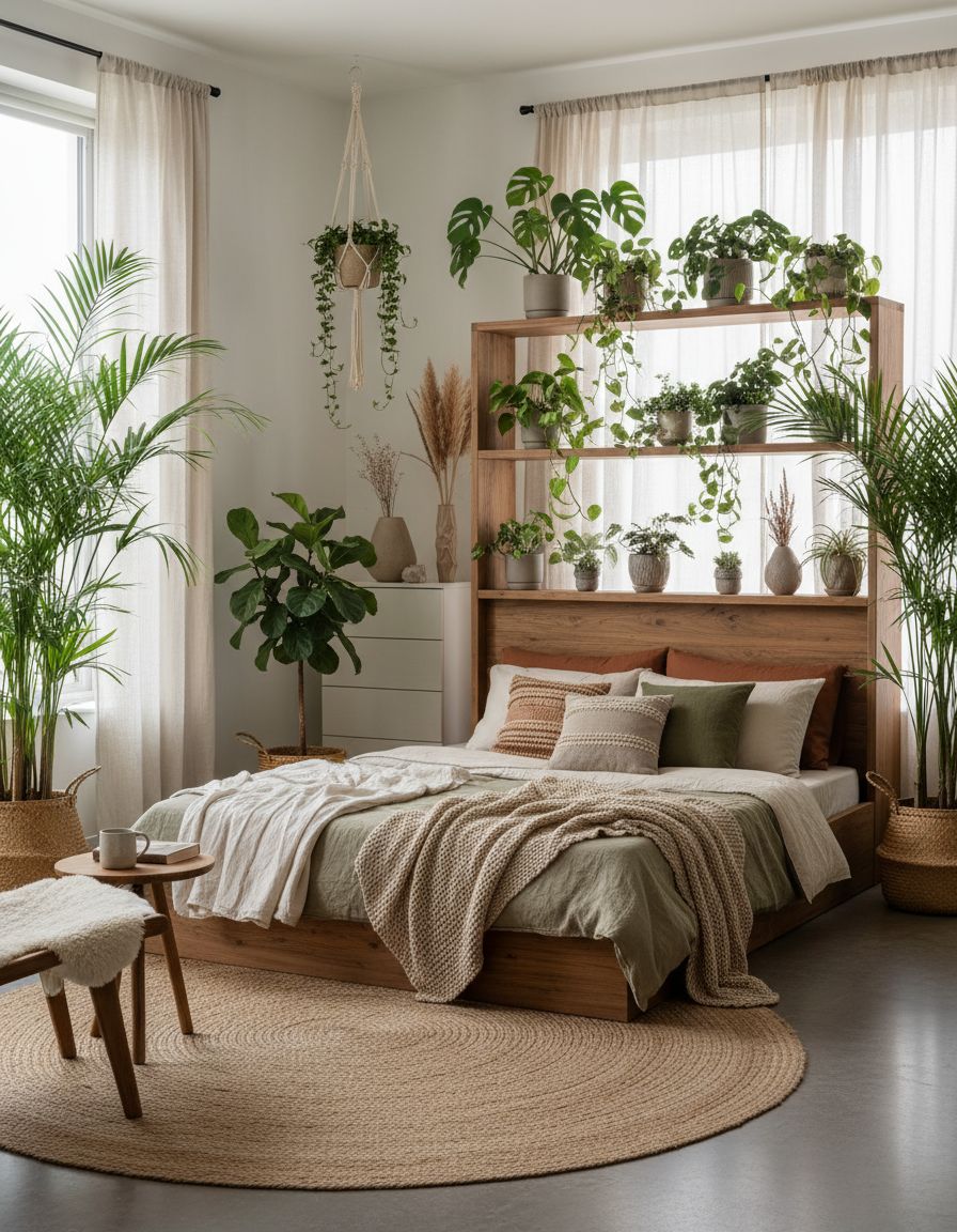 Earthy Bedroom Ideas with Indoor Plant Sanctuaries