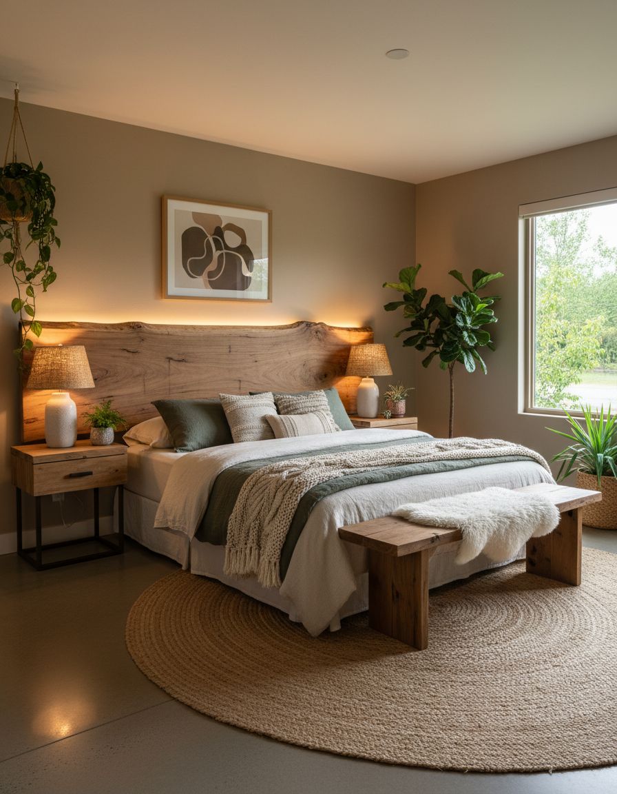 Earthy Bedroom Ideas with Live Edge Wood Accents