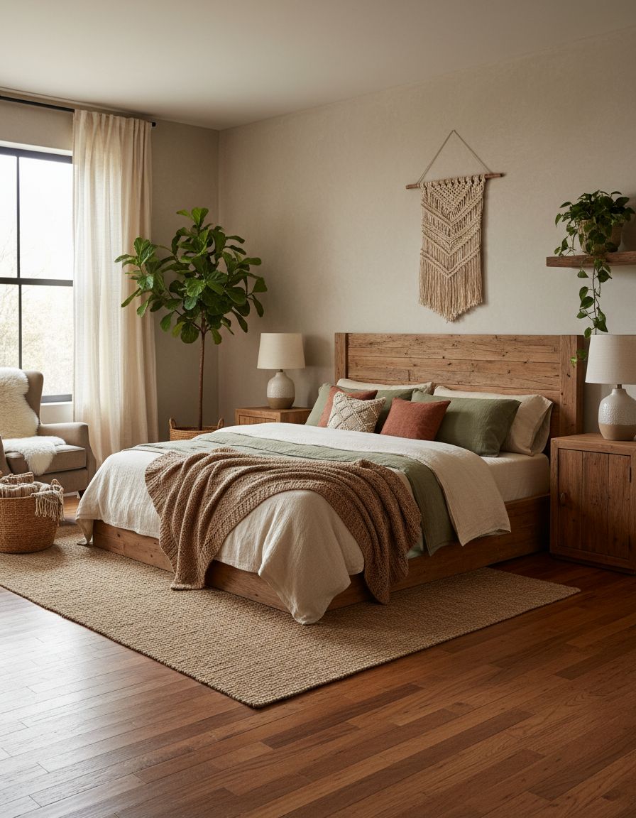 Earthy Bedroom Ideas with Reclaimed Wood Flooring