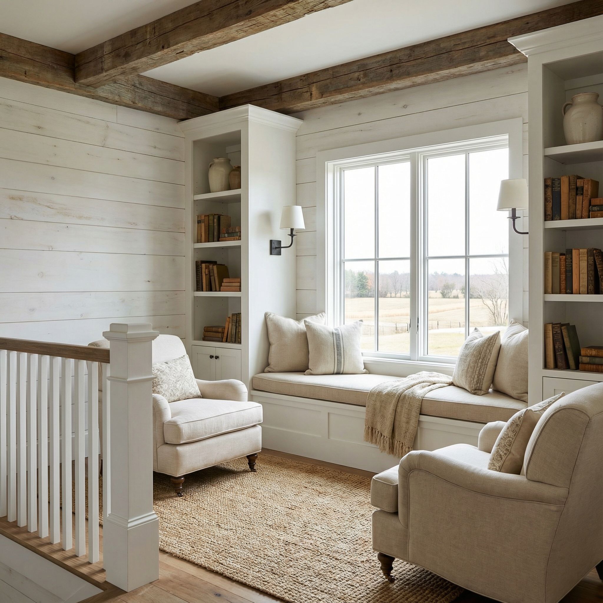 Farmhouse Style Landing Reading Area