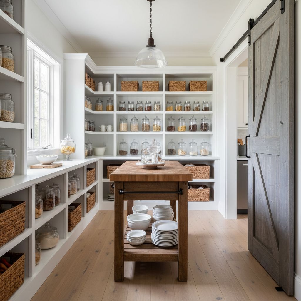 Farmhouse Style Walk-in Kitchen Pantry