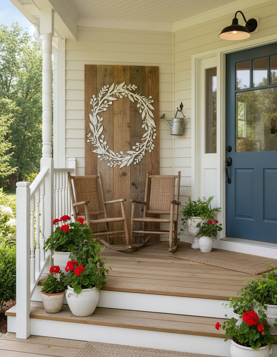 Front Porch with Farmhouse Welcome Sign