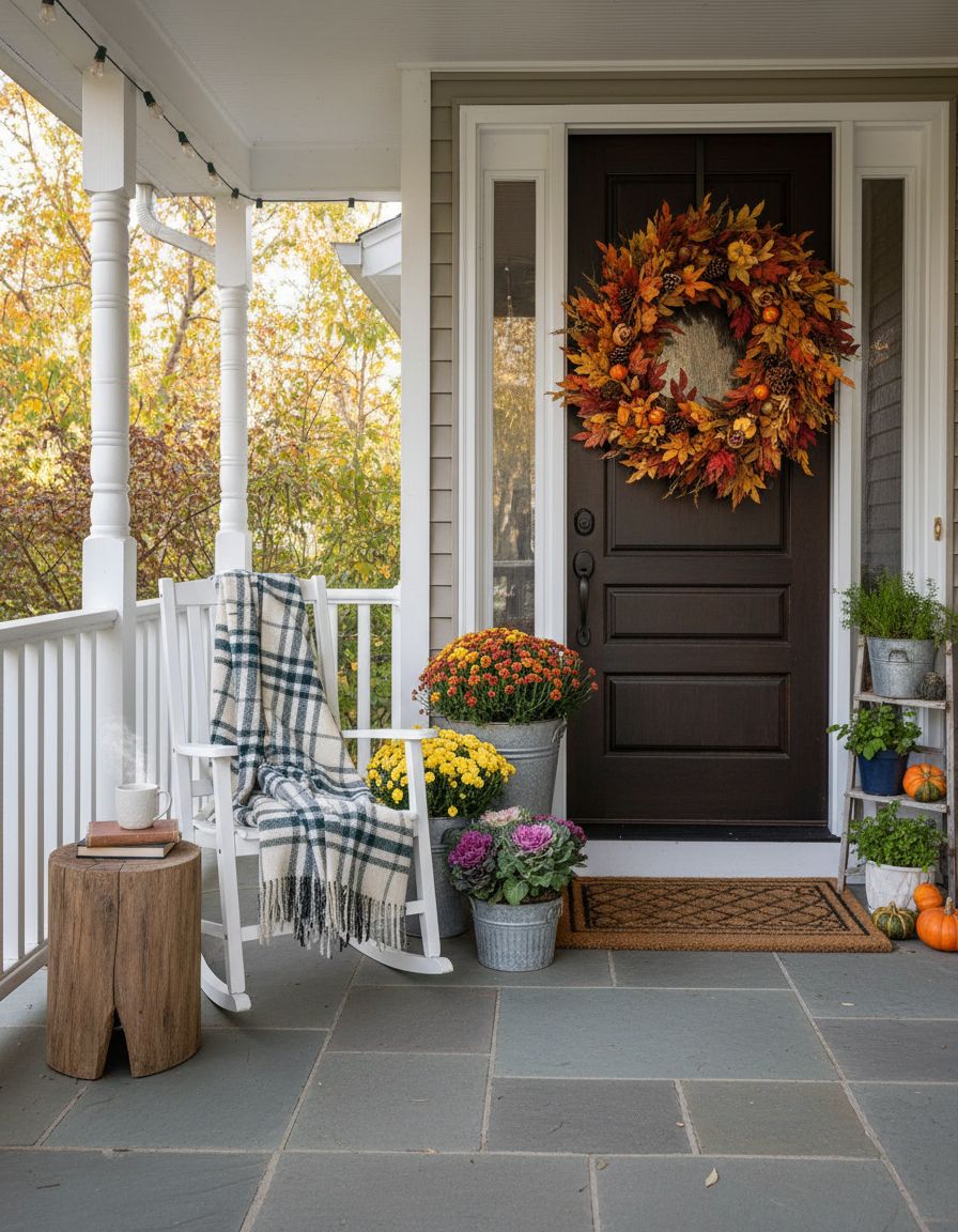 Front Porch with Seasonal Wreath Display