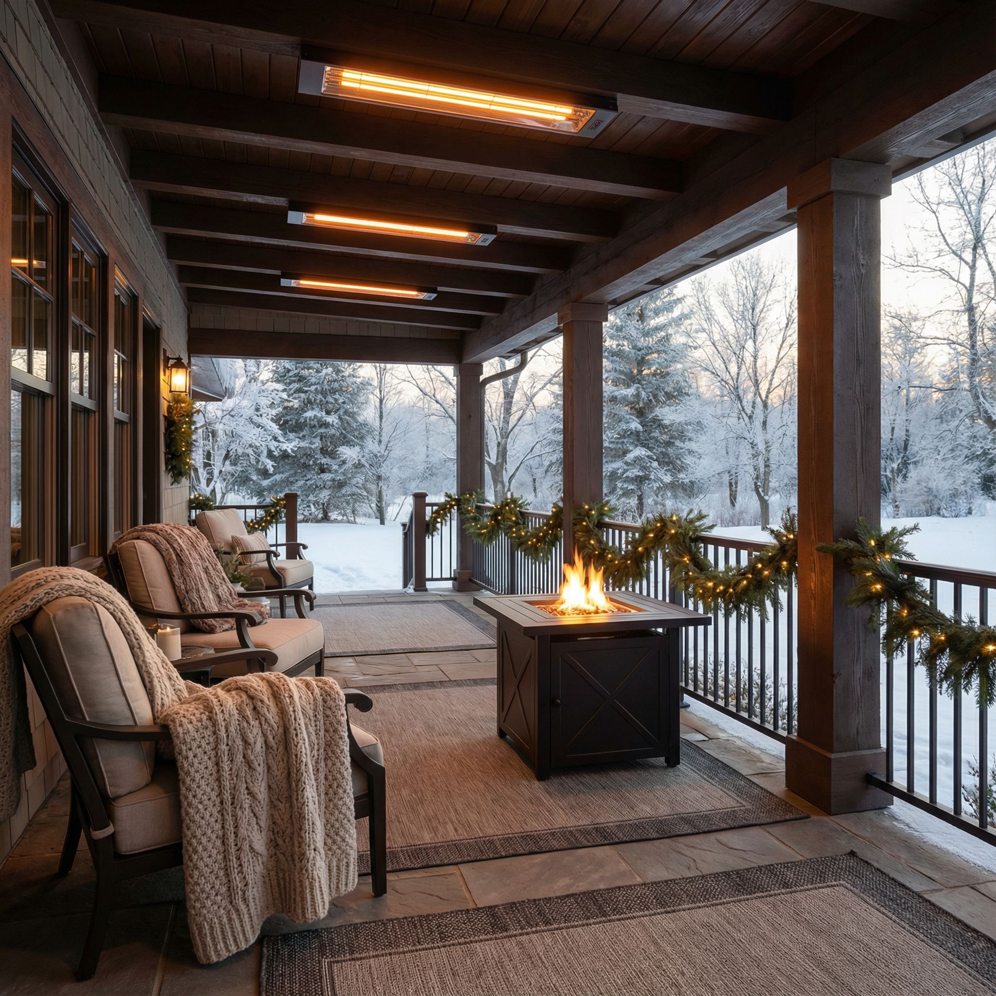 Heated Covered Front Porch for Winter Enjoyment
