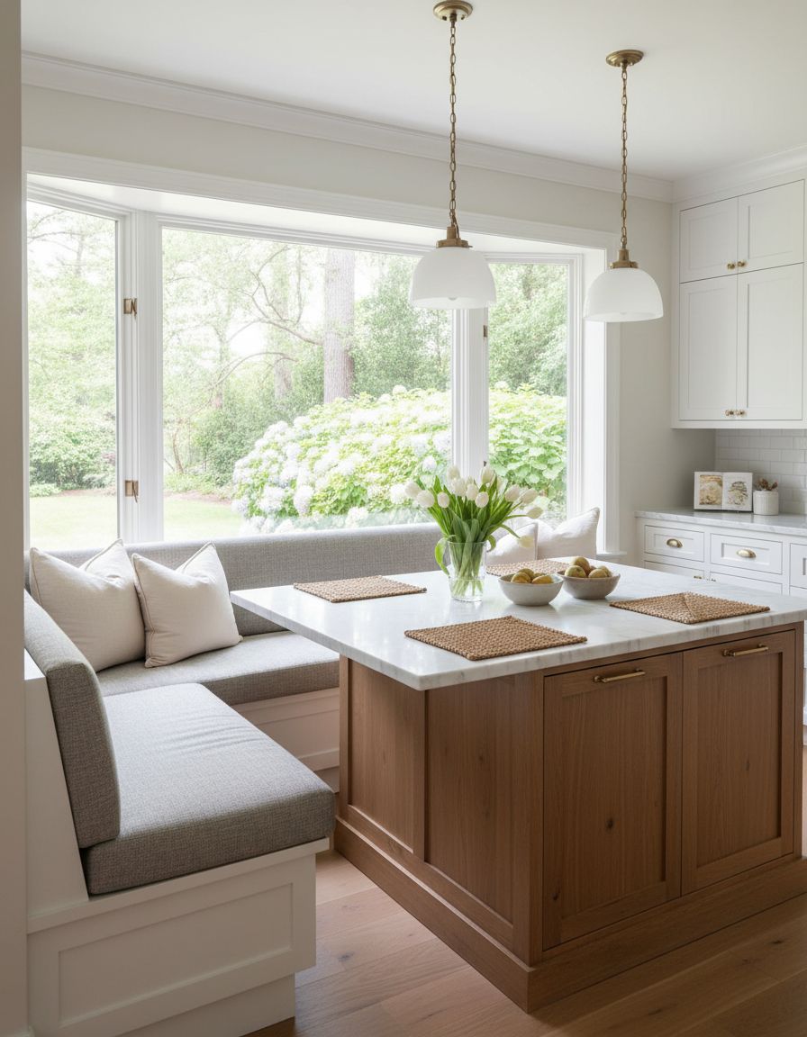 Kitchen Island Banquette with Window-Side Natural Light