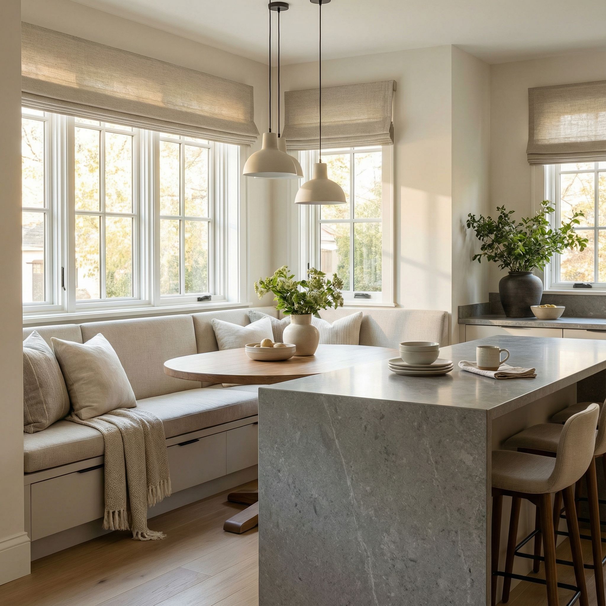 Kitchen Island Dining Nook with Booth-Style Seating