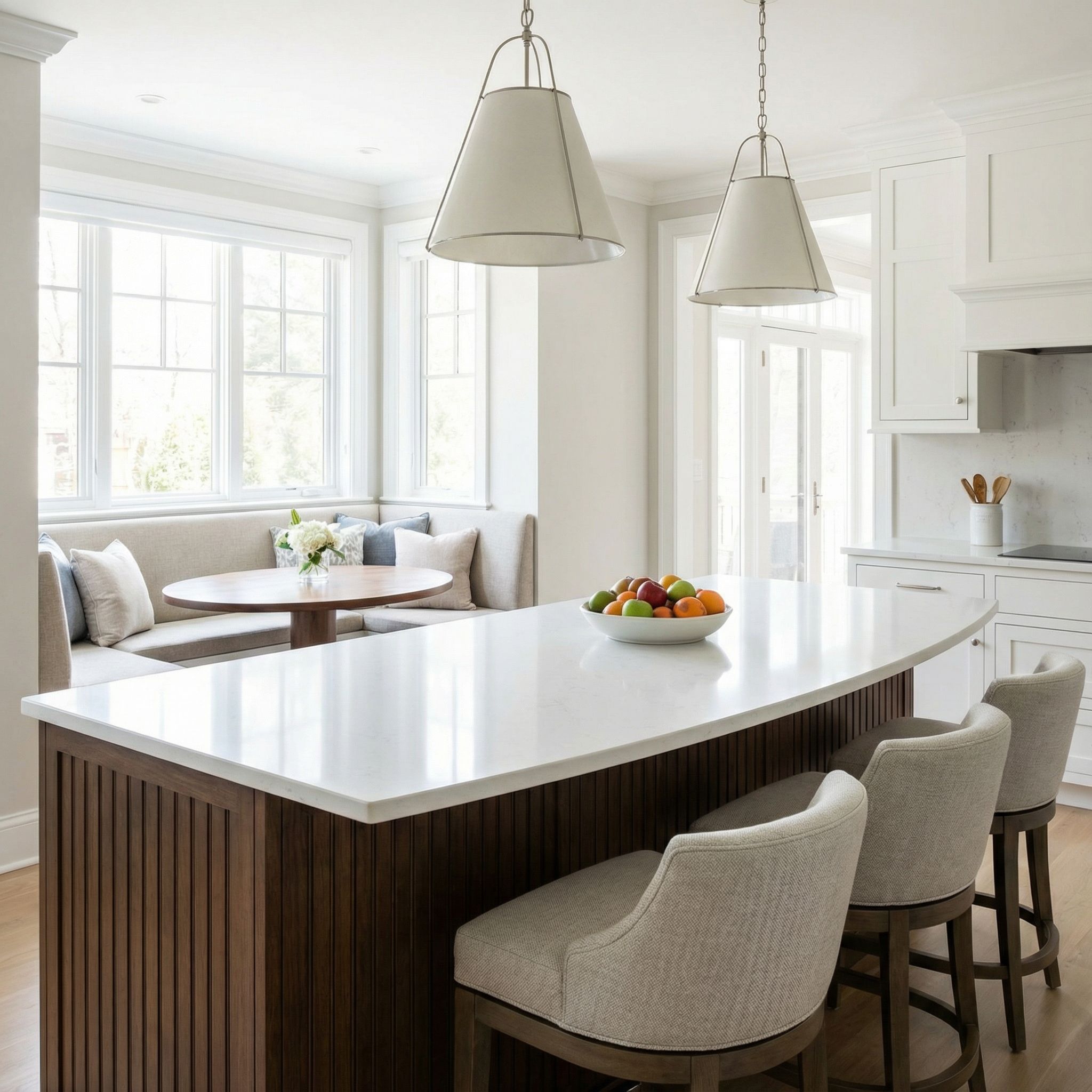 Kitchen Island Dining Nook with Breakfast Bar Extension