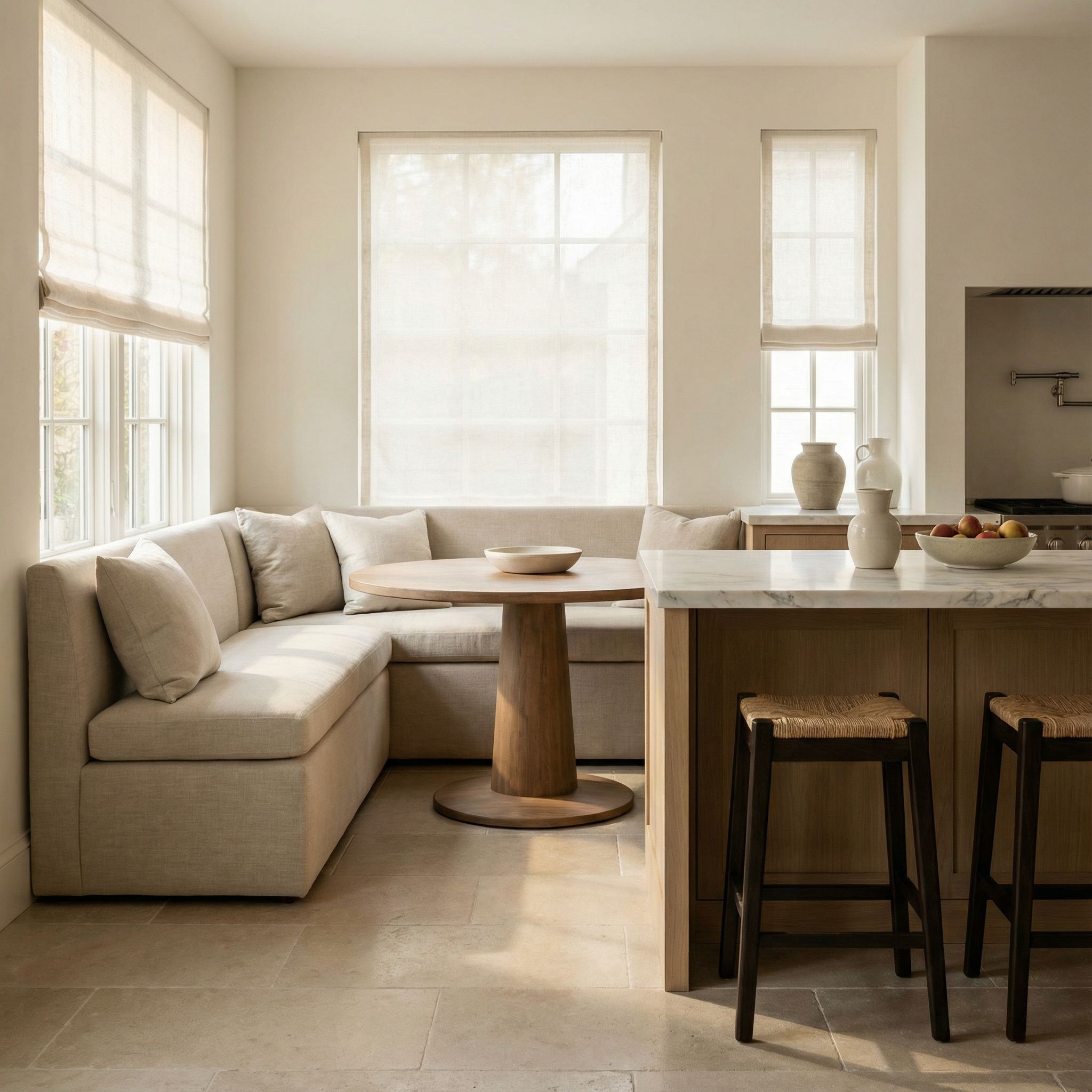 Kitchen Island Dining Nook with Upholstered Seating