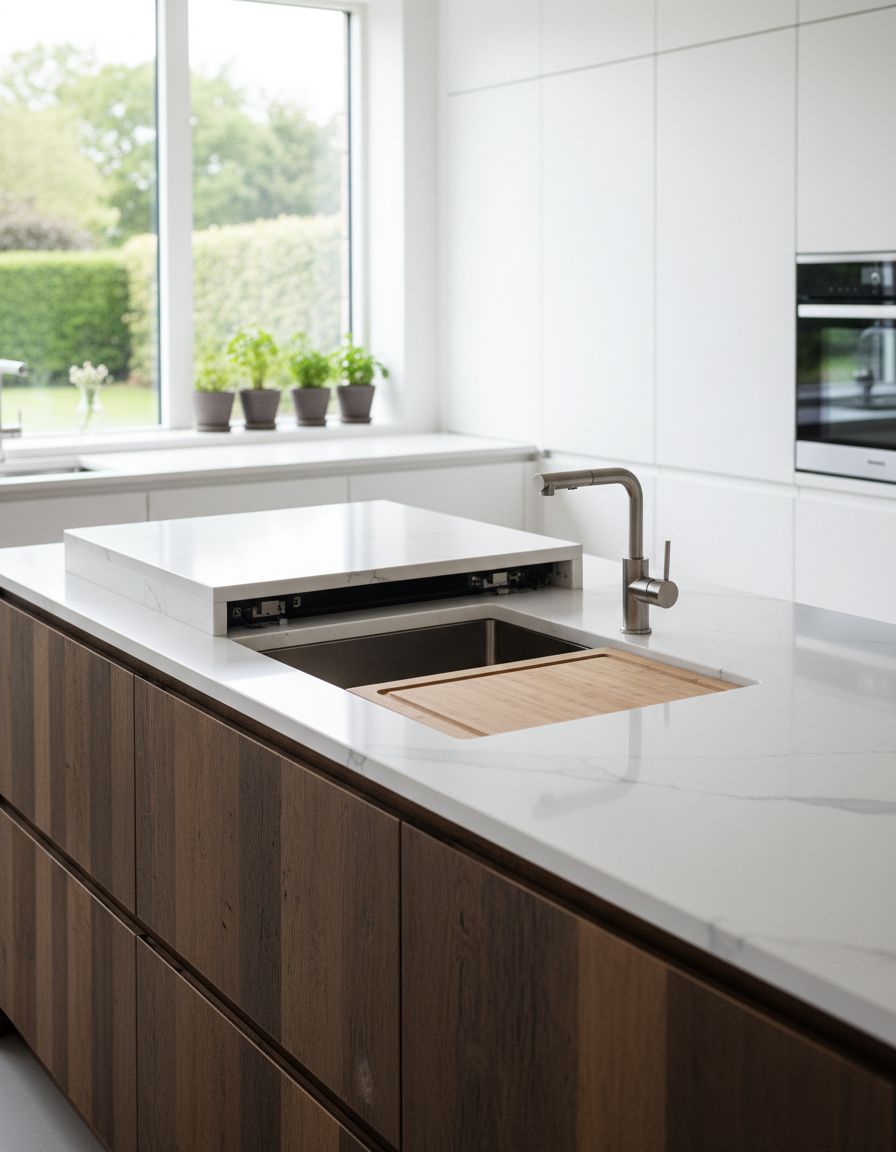 Kitchen Island Featuring Pop-Up Prep Sink