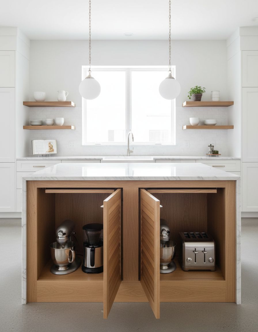 Kitchen Island with Double-Sided Appliance Garage Storage