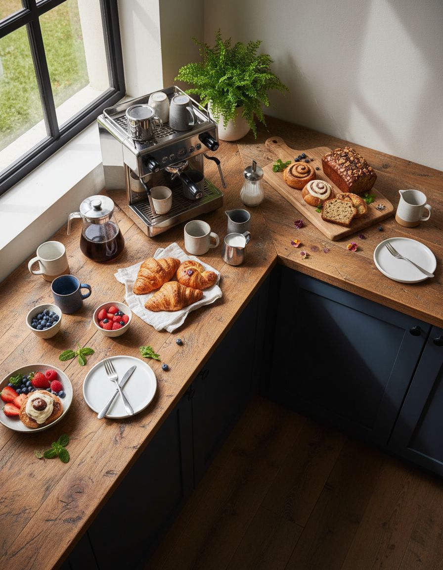 L-Shaped Corner Coffee Station Counter