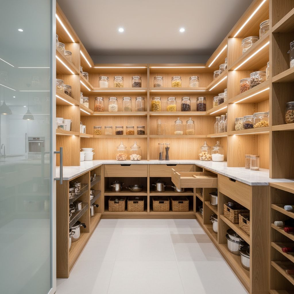 L-Shaped Walk-in Kitchen Pantry Layout