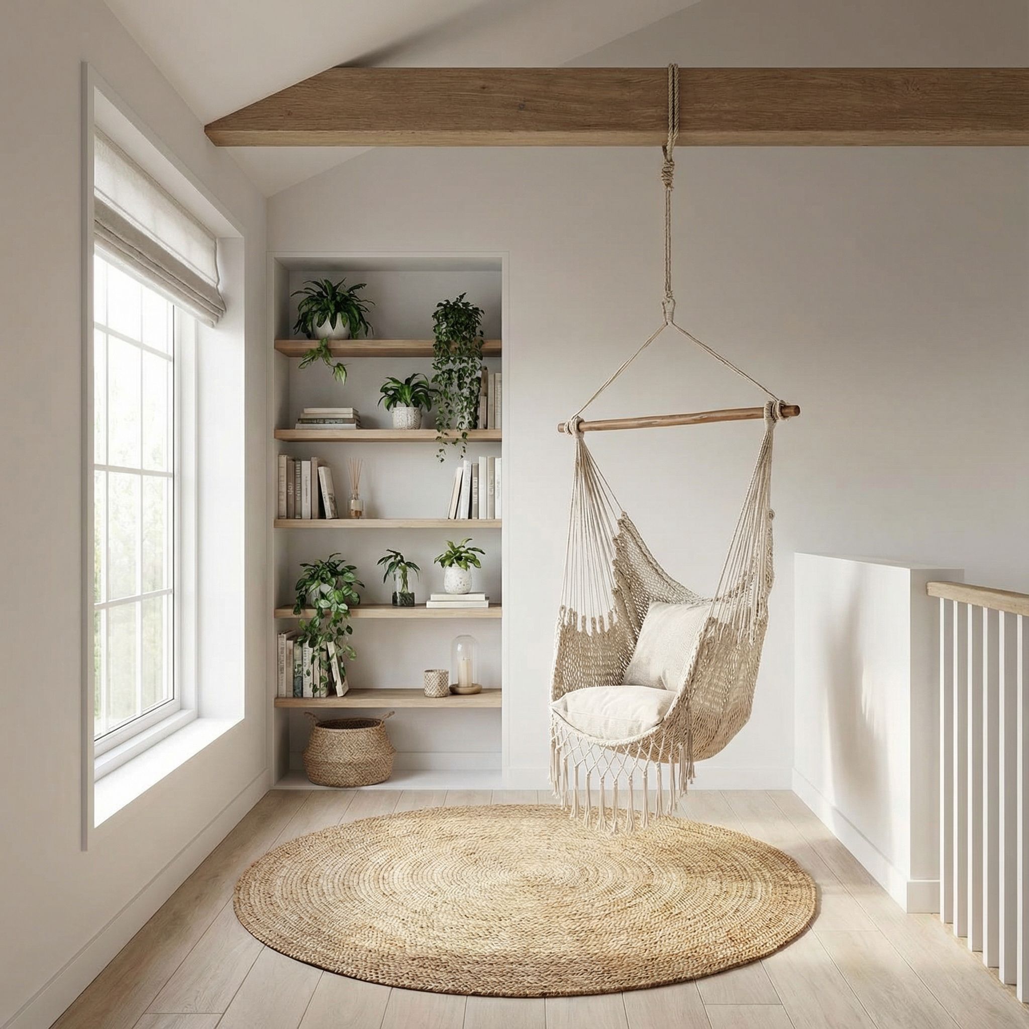 Landing Reading Nook with Hanging Chair