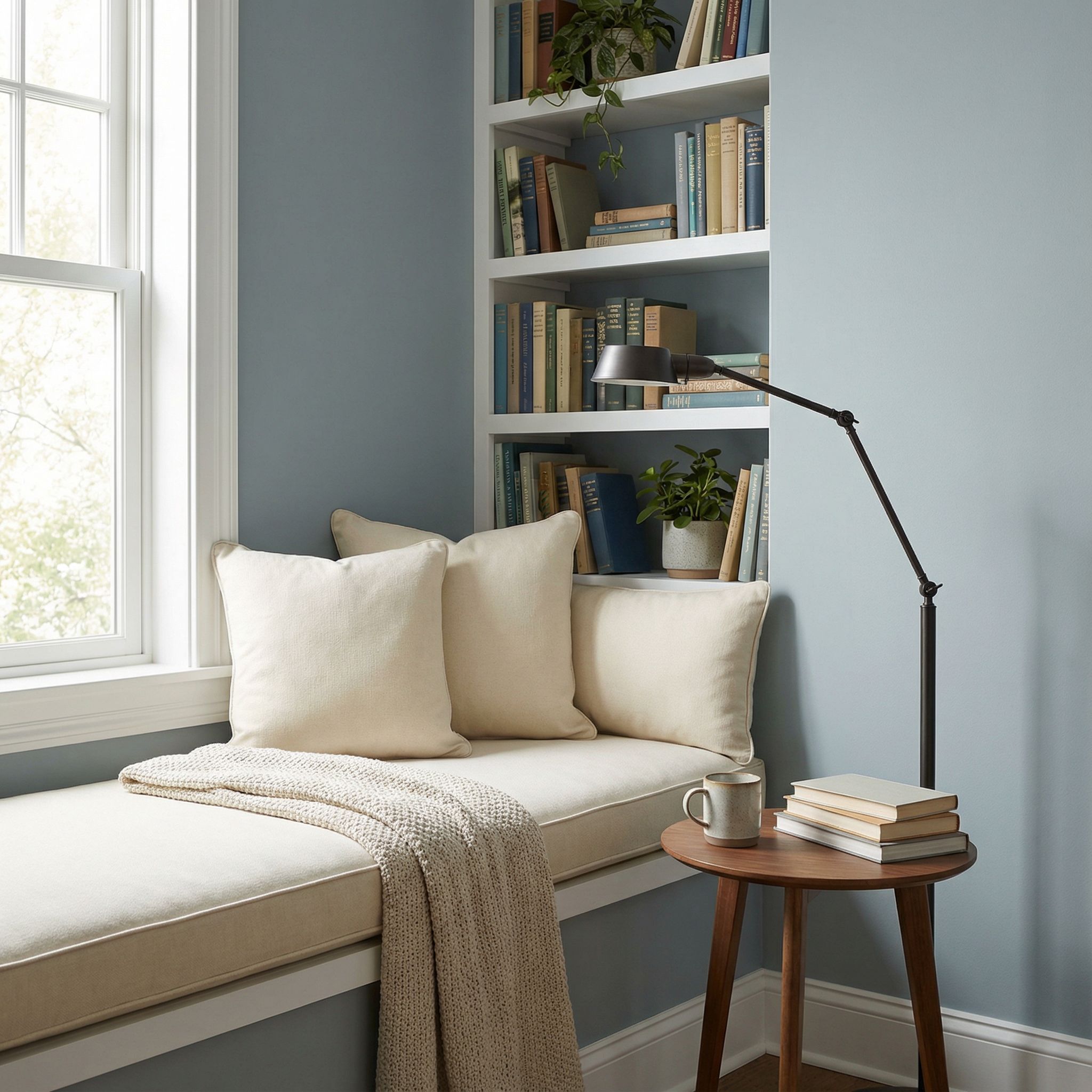 Landing Reading Nook with Reading Lamp