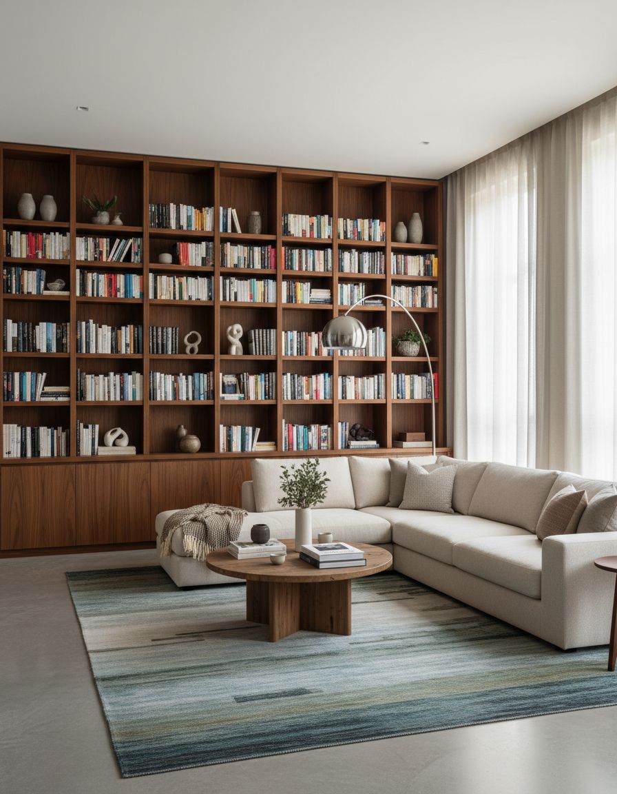 Living Room with Built-In Book Storage