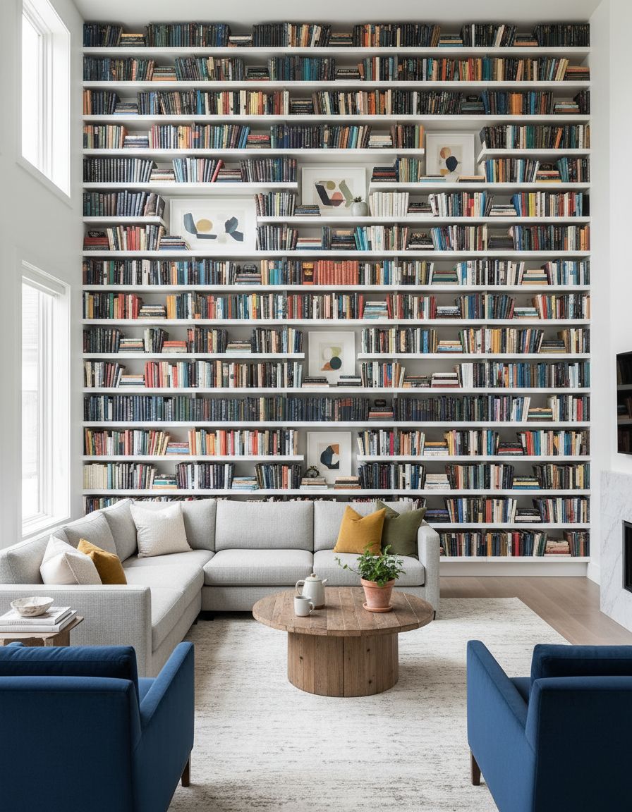 Living Room with Dedicated Book Gallery Wall
