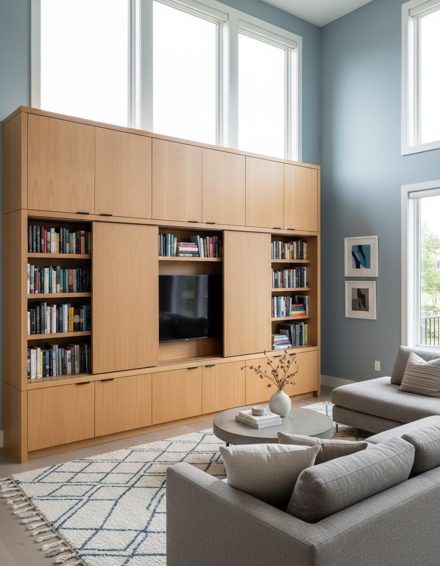 Living Room with Hidden Book Storage