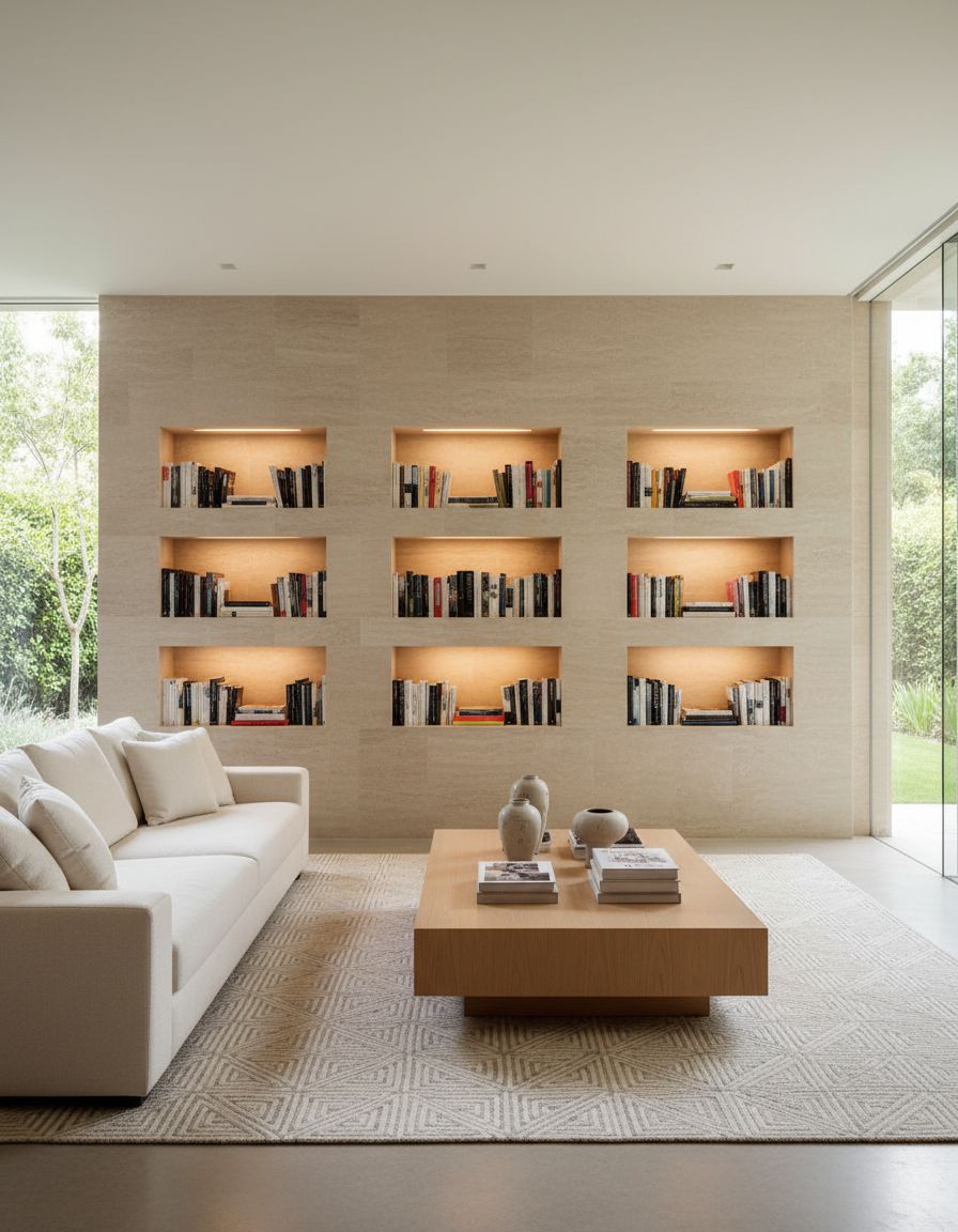 Living Room with Recessed Book Niches
