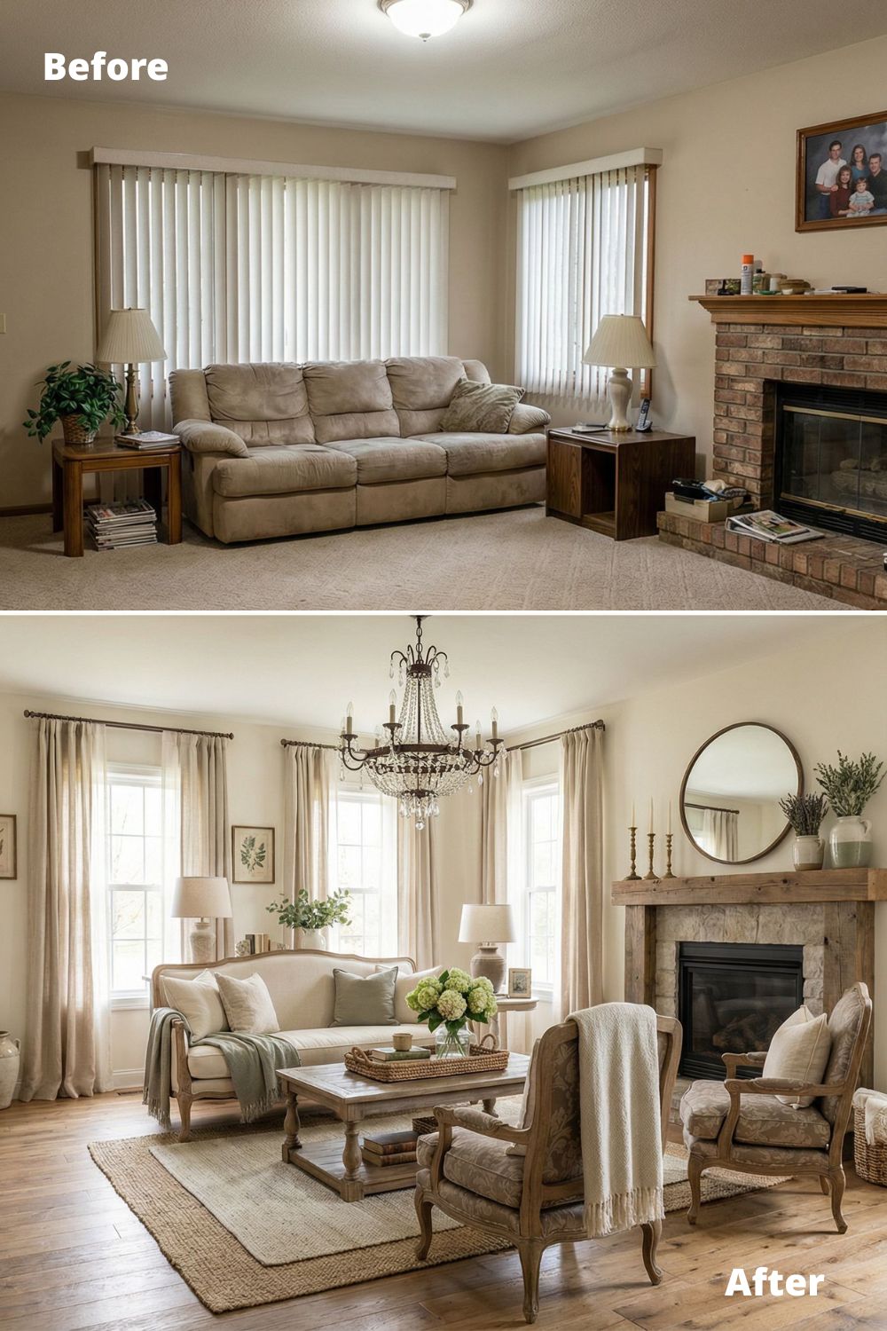 Tired Living Room Transformed Into a Stunning French Country Showpiece