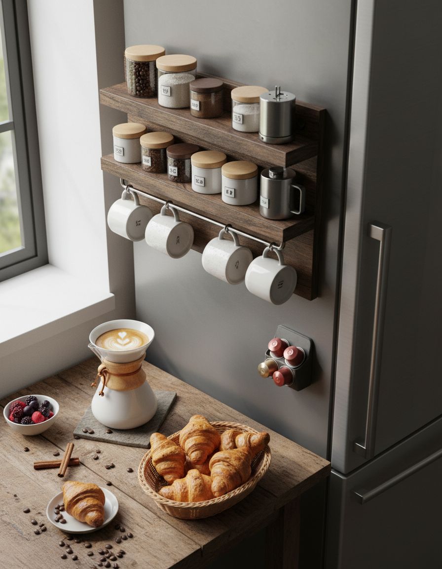 Magnetic Coffee Station on Refrigerator Side