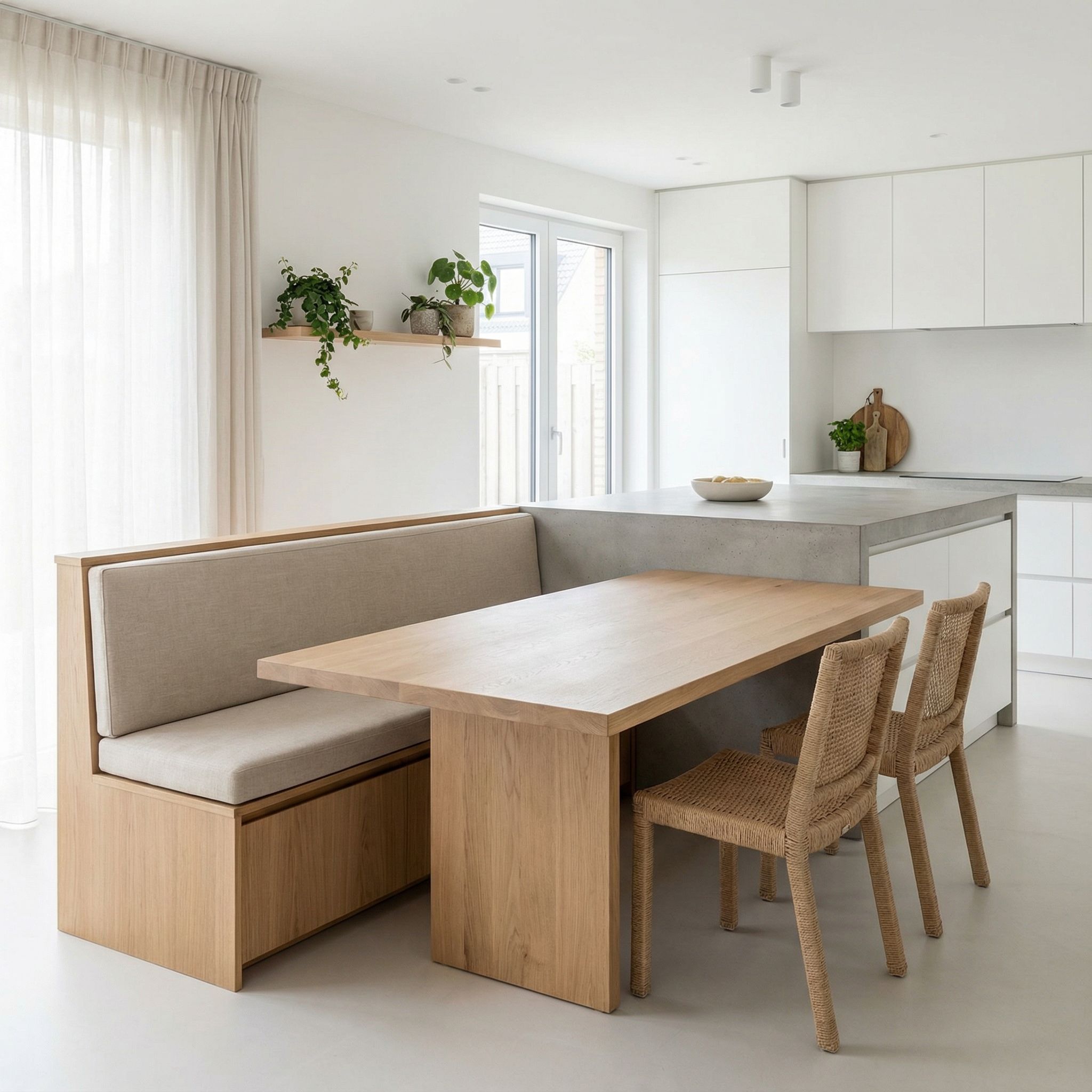 Minimalist Kitchen Island Dining Nook with Bench