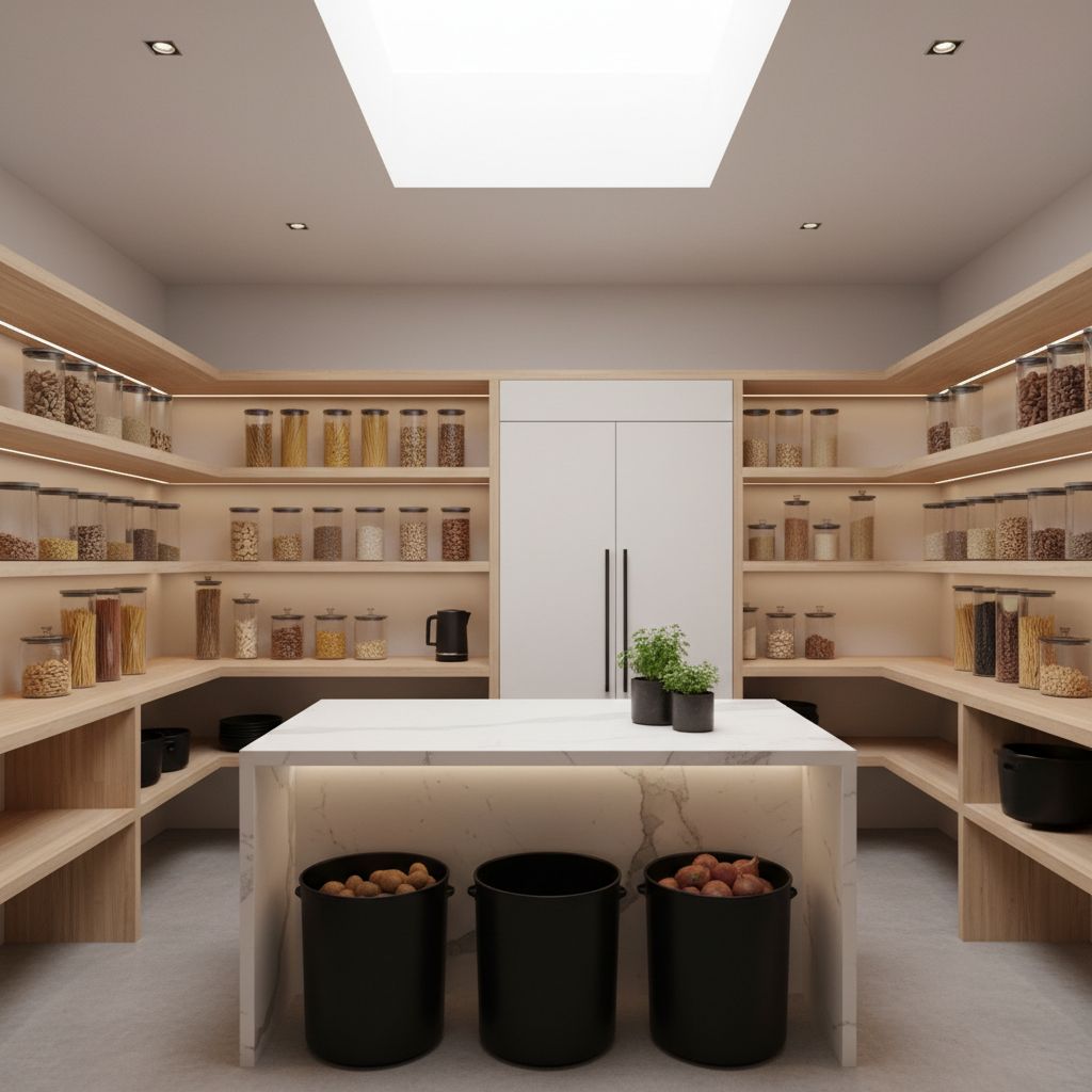 Modern Minimalist Walk-in Kitchen Pantry