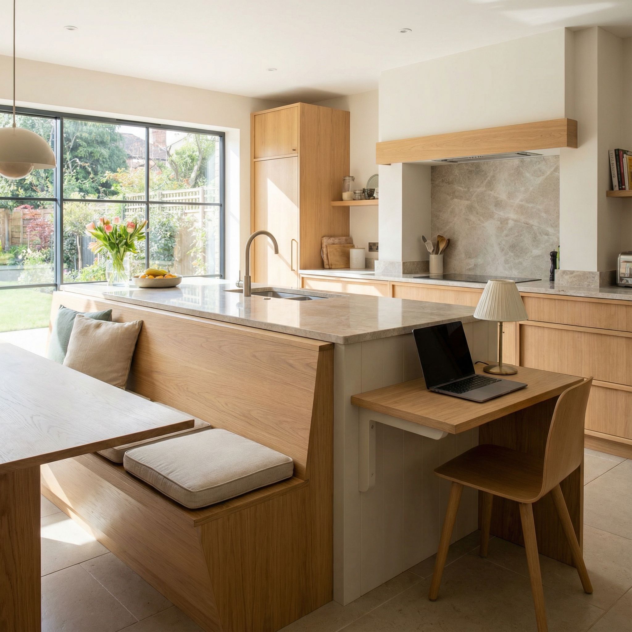 Multi-Functional Kitchen Island Dining Nook with Workspace