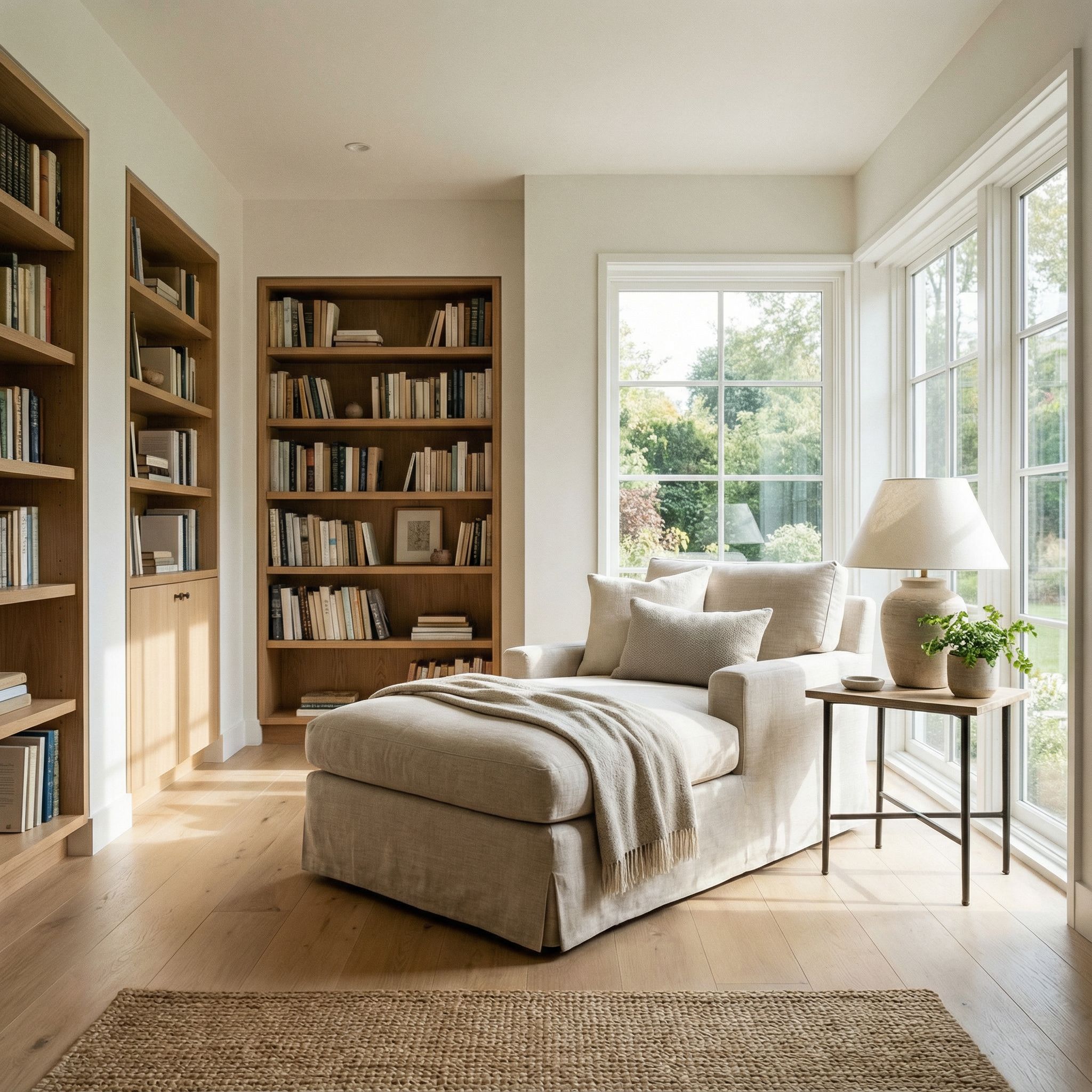 Open Landing Reading Area with Chaise Lounge